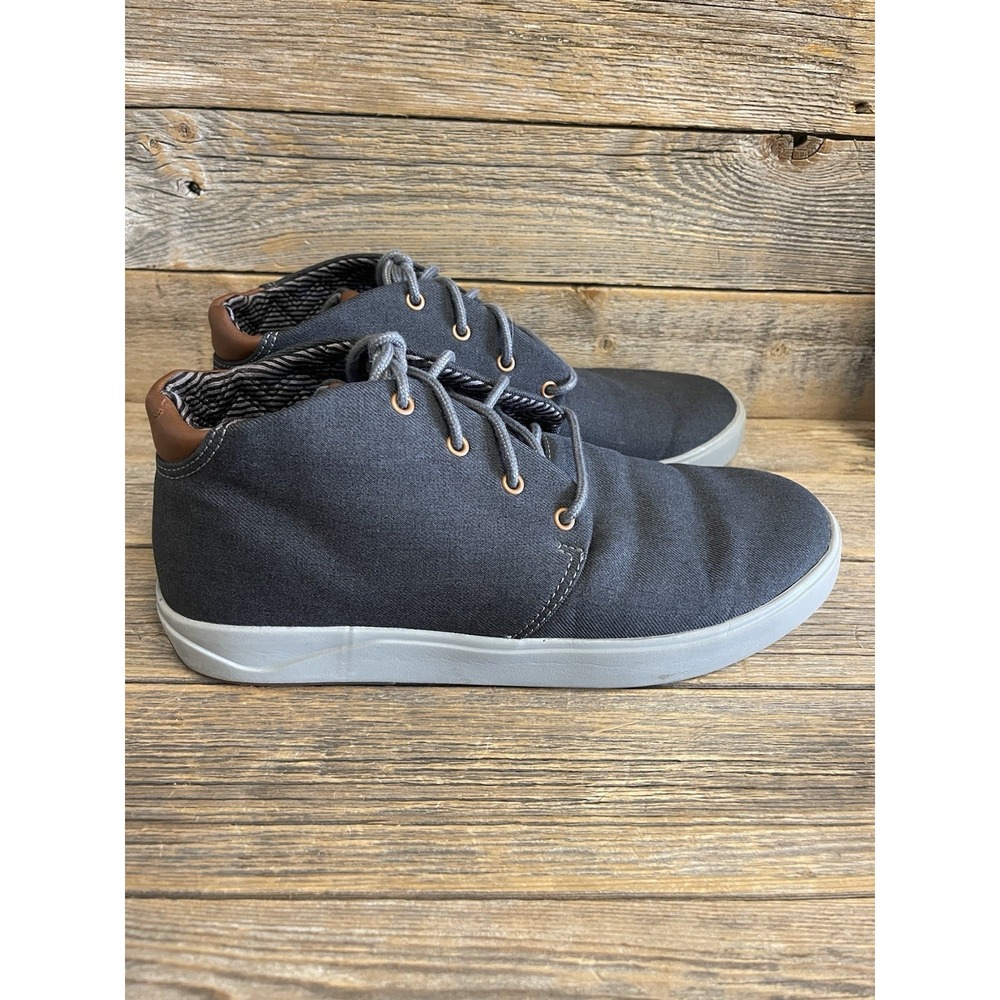 Olukai Nana Hele Wai'apo Boots Men's 10 Gray Canvas Leather Chukka Sneakers